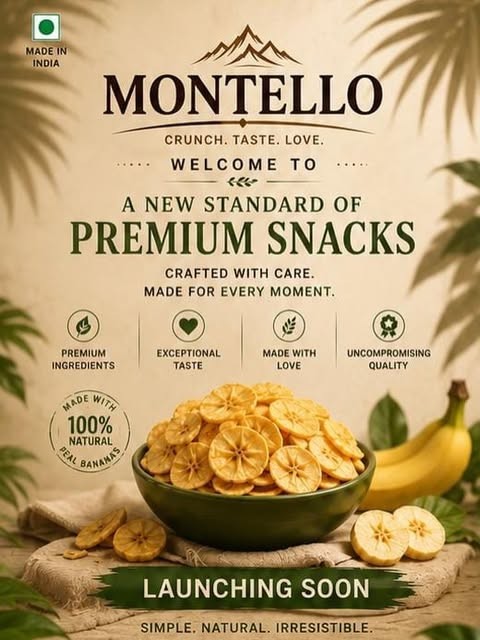 Montello banana chips in a bowl, a new standard of premium snacks